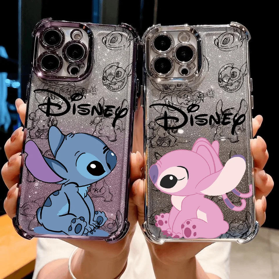 Populárne karikatúry Disneys Disneys Plating puzdro pre iPhone 16 15 14 13 12 11 Pro Max x xr xsmax 7 8 6 plus proti pádu Airabag Cover
