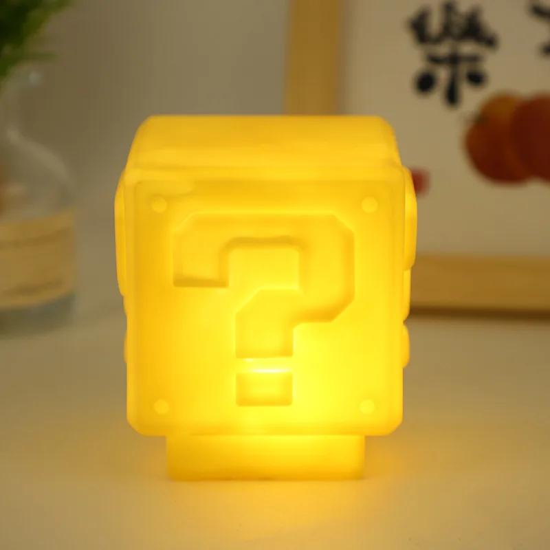 Populárne Mario Night Light Super Mario Otázka známka Luminát štvorcový tehla esports izba dekorácie stolová plocha atmosféra svetlo