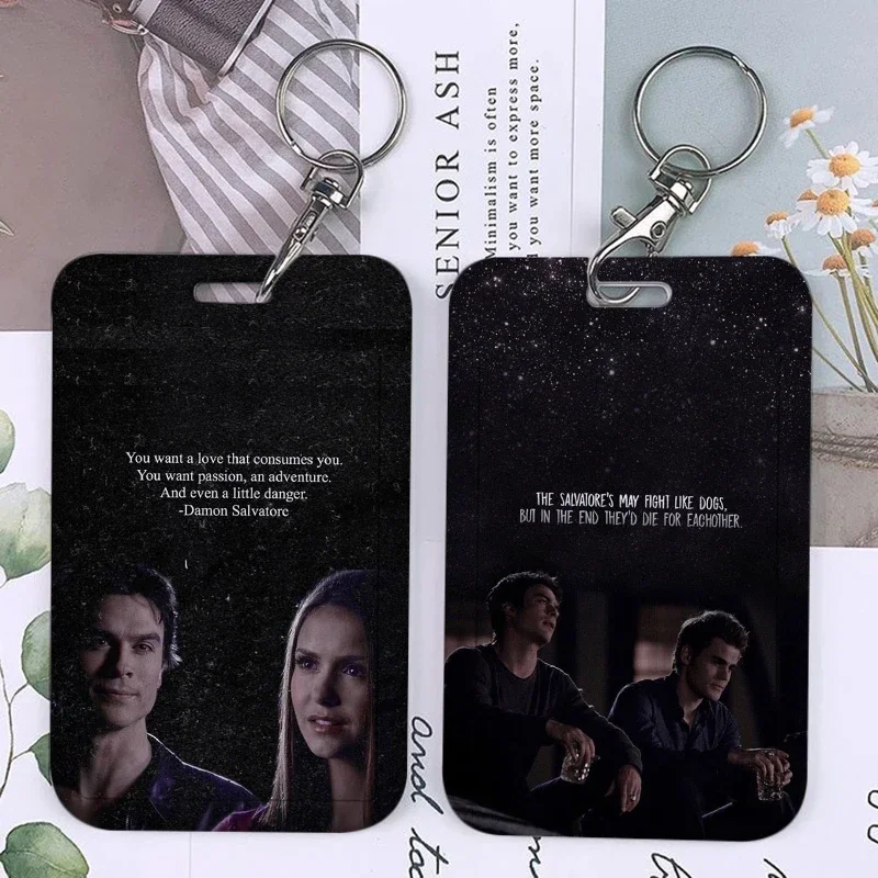 Populárny držiteľ kariet Vampire Diaries Držiteľ karty Damon Elena Stefan Keychains