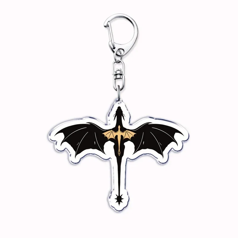Populárny nový Basgiath War College Štvrté krídlo Čierny Dragon Keychain Prívesok