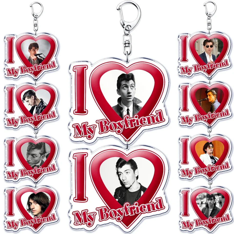 Populárny spevák I Love My Friends Band Alex Turner Keychain for Women Key Chain Ring Keychains Custom Šperky Fanúšikovia darček