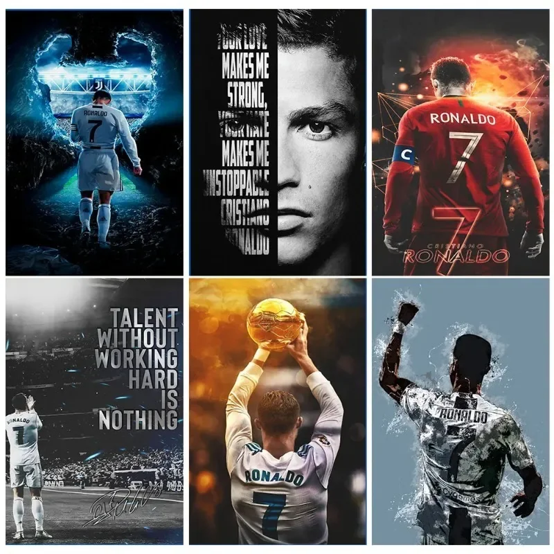 Portugalská super futbalová hviezda C-Cr7 plagát výtlačky Motivačné citáty Canvas Painting Futbal fanúšikov