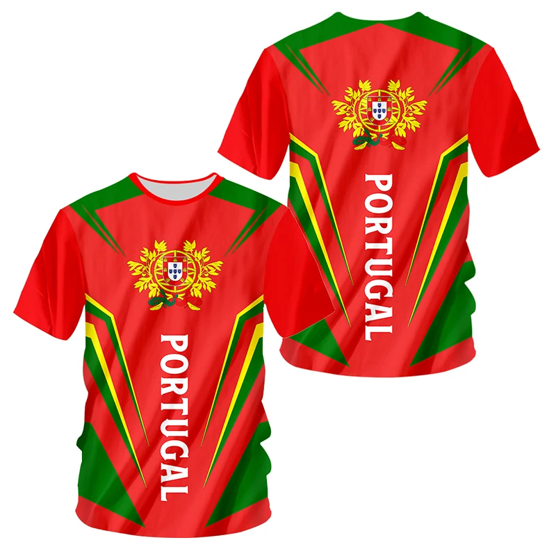 Portugalská vlajka Národný znak 3D tlač Tričko Summer muži O-krk na krátky rukáv Tiešky s nadmerne veľké streetwear muž pre deti Tops