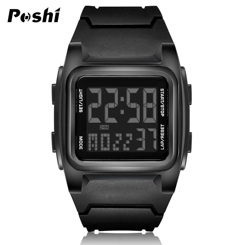 Poshi Original Sport Watch Pánske hodinky Luxusné stopky Svetlá budík Kalendár Digitálne náramkové hodinky pre muža 2023