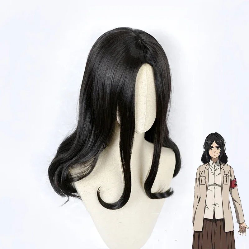 Posledná sezóna Pieck Finger Black Wig Cosplay kostým útok na syntetické vlasy odolné voči Titanovi Women Women Karneval Party