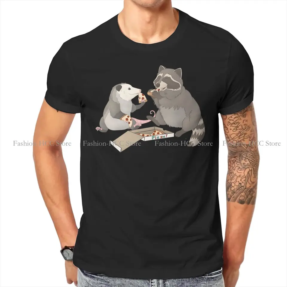 Possum a mýval jesť pizzu módne tričká roztomilé opossum mužov štýl Pure Cotton Tops T tričko okrúhly krk
