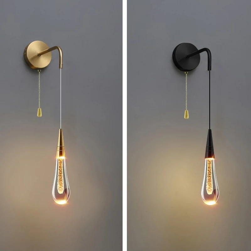 Postmoderné kryštálové nástenné svetlá sklenené LED tvorivé dažďové kvapky nástenné lampa pre reštauráciu spálne na postu