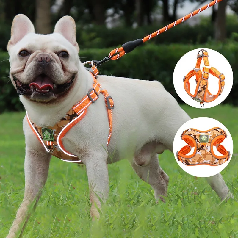 Postrojový ps buldog šteniatko Pet reflexné maskovacie zväzky golierov stredne veľký ps Oxford Cloth Walk Walk Dog Shiba Inu