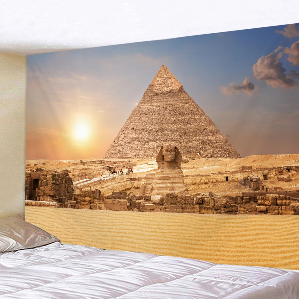 Posvätná pyramídová dekorácia hippie stena zavesenie Egypt cestovanie estetickej izby gobelérie pozadie handričku stropný uterák na pláž