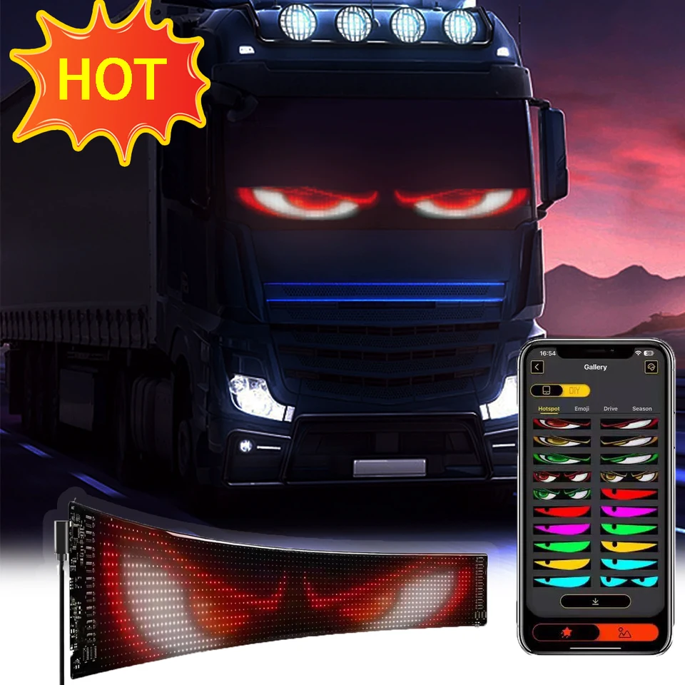 Posúvanie reklamy LED signál USB Bluetooth App Control Logo Logo Vlastné textové vzory Programovateľné zobrazenie vozidla Truck Car Devil Eye