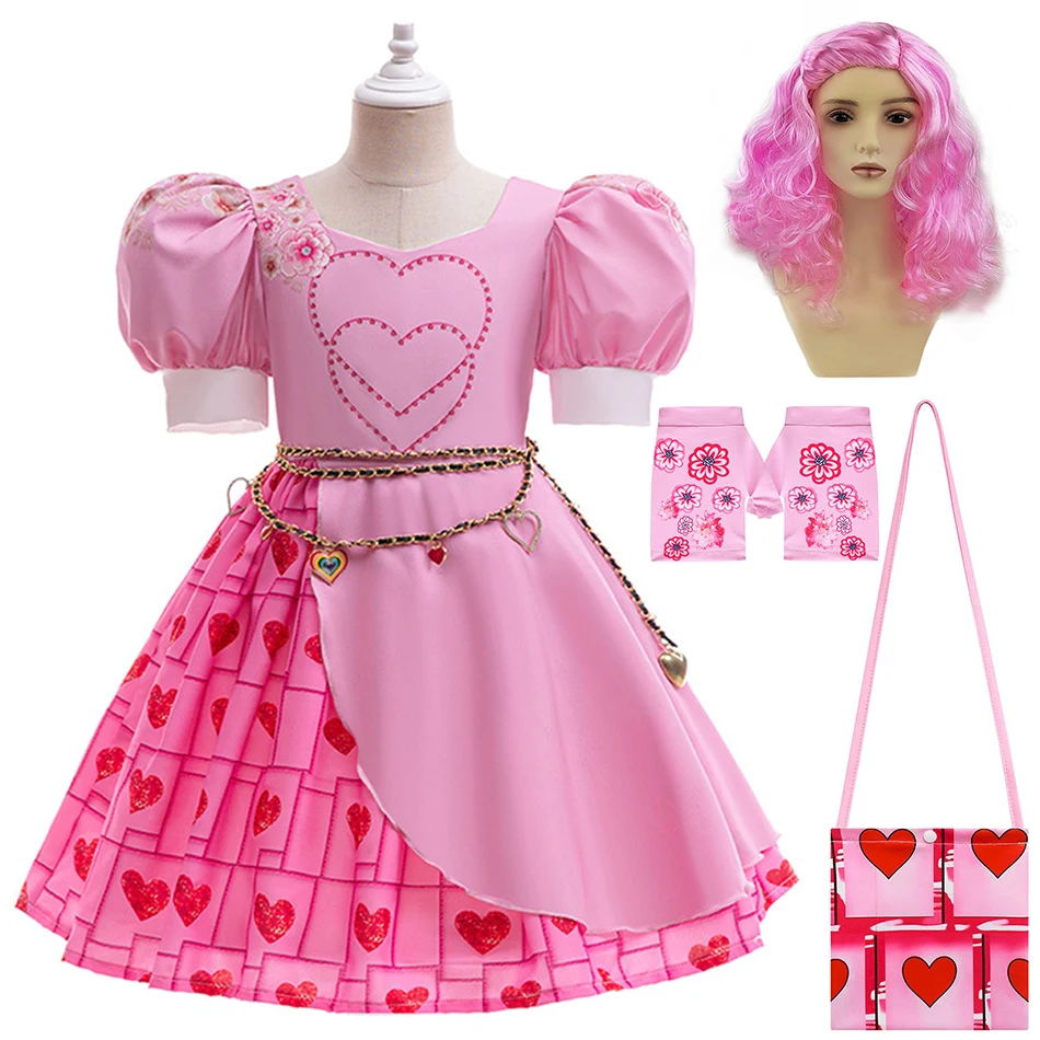 Potomkovia Pink Bridget Cosplay princezná šaty dievča maškaráda party kostým deti narodeniny Halloween karneval party Vestido