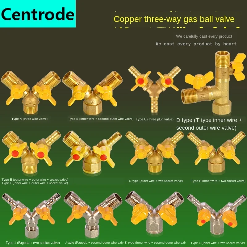 Potrubné armatúry 1/2 v guľkovom ventilovom armatúre skvapalnený plynový plynový plynový spínač Spínač meďnej tyče Copper Core Tee Socket Connector