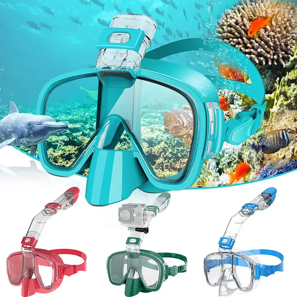 Potápačské masky Skladacie anti-Fog Snorkel Mask s súprava s plným suchým vrchným systémom pre bezplatné plávanie Profesionálne šnorchlingové vybavenie Dospelé deti