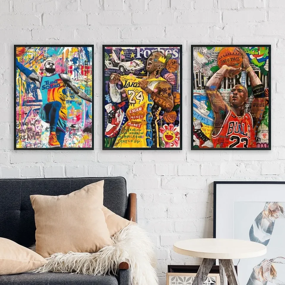 Pouličné graffiti basketbalové celebrity plagát Kraft Club Bar papier vintage plagát nástenná maľba maľba spálne Študijné nálepky