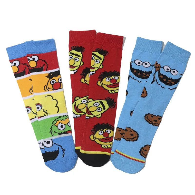 Pouličné ponožky červené elmo modré cookie chlapík žltý veľký vták Cosplay bavlna osobnosť ponožky Trend pančuchy pletenie ponožky Vianoce