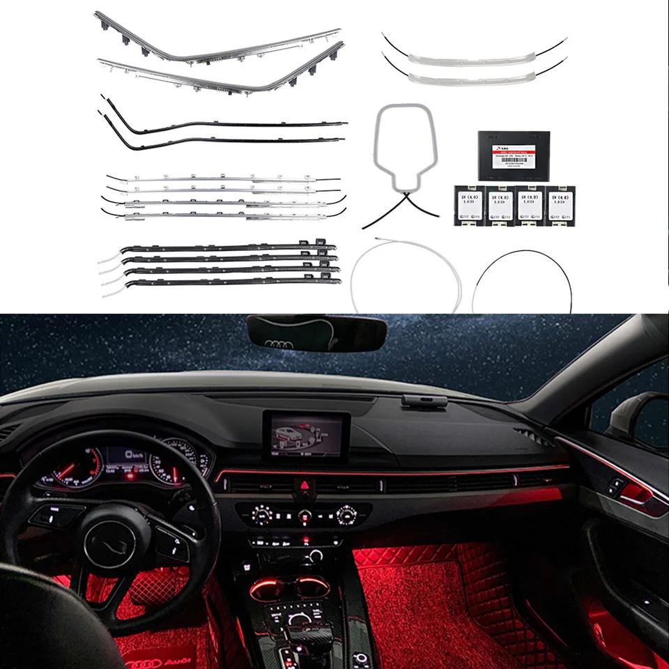 Použitie na Audi A6 A6L (platforma C8) Prispôsobená výmena atmosférovej lampy LED Centrálne ovládacie žiarovky