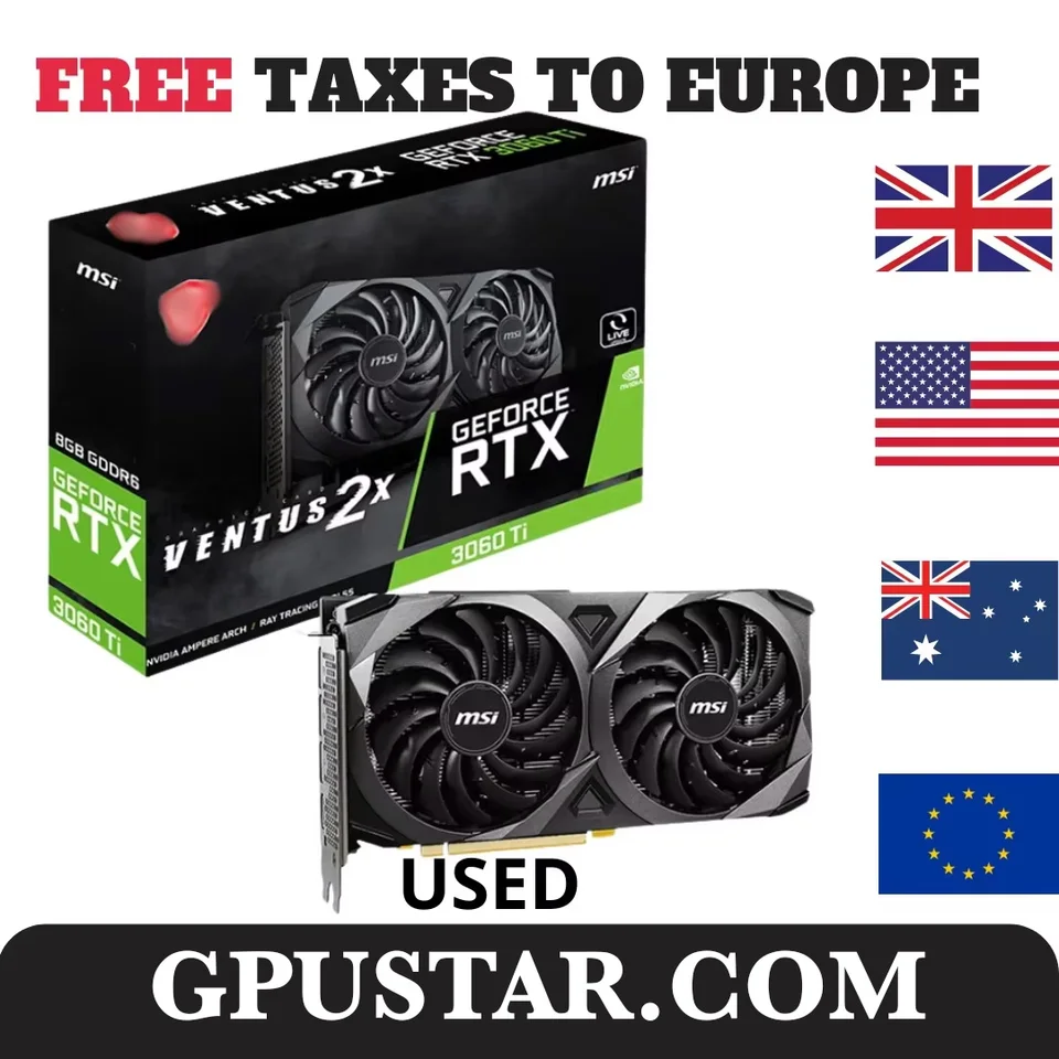 Použité 2024 NVIDIA GEFORCE RTX 3060 TI 2X 8G V1 LHR Použila hernú grafickú kartu s GDDR6 8 GB pamäte používaná pre pracovnú plochu