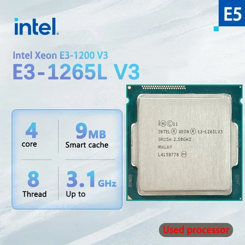 Použité Intel Xeon E3-1265L V3 Xeon E3-1200V3 1265LV3 2,5 GHz 4-jadrová 8-tok 8m 45W LGA 1150