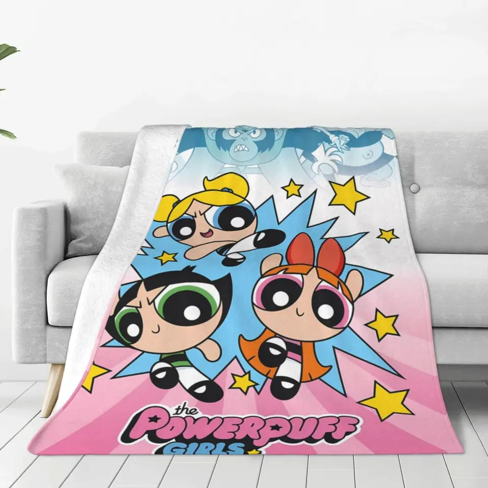 Powerpuff Girls flanel prikrývka teplý prikrývka mäkkého hodu pre gaučové stoličky letún cestovné grafické posteľné posteľ