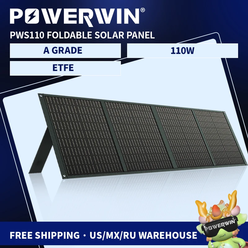 PowerWin PWS110 Zložitý solárny panel nabíjačku batérií Flexibilný 18 V 110W ETFE 24% Regulátor účinného napätia Rýchly QC Výstup RV RV