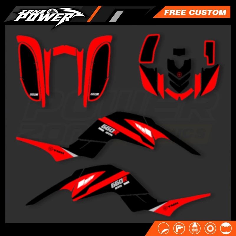 Powerzone Custom Graphics Nálepky nálepky pre nálepky pre Yamaha Raptor 660 Motocykel 04
