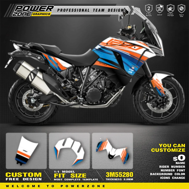 Powerzone Custom Graphics pozadie nálepky pre nálepky pre nálepky pre KTM Adventure Supermoto 2017-2020