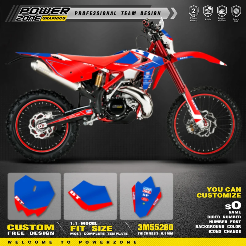 PowerZone Custom Team Graphic O nálepka a nálepka pre beta 2013 2014 2015 2016 2017 RR RR-S 125 200 250 300RR 350 390 430 480 10