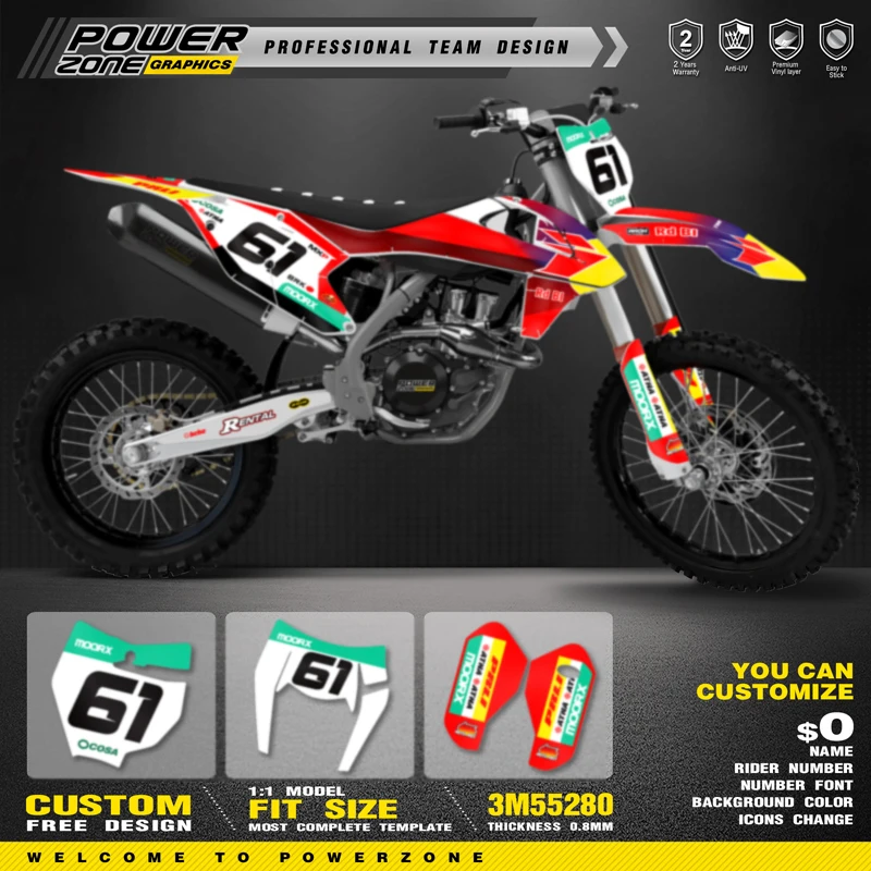 Powerzone Custom Team Graphics pozadie nálepky nálepky pre nálepky pre KTM SX SXF MX 16-18 EXP XCW ENDURO 17-19 125 až 500 ccm 119