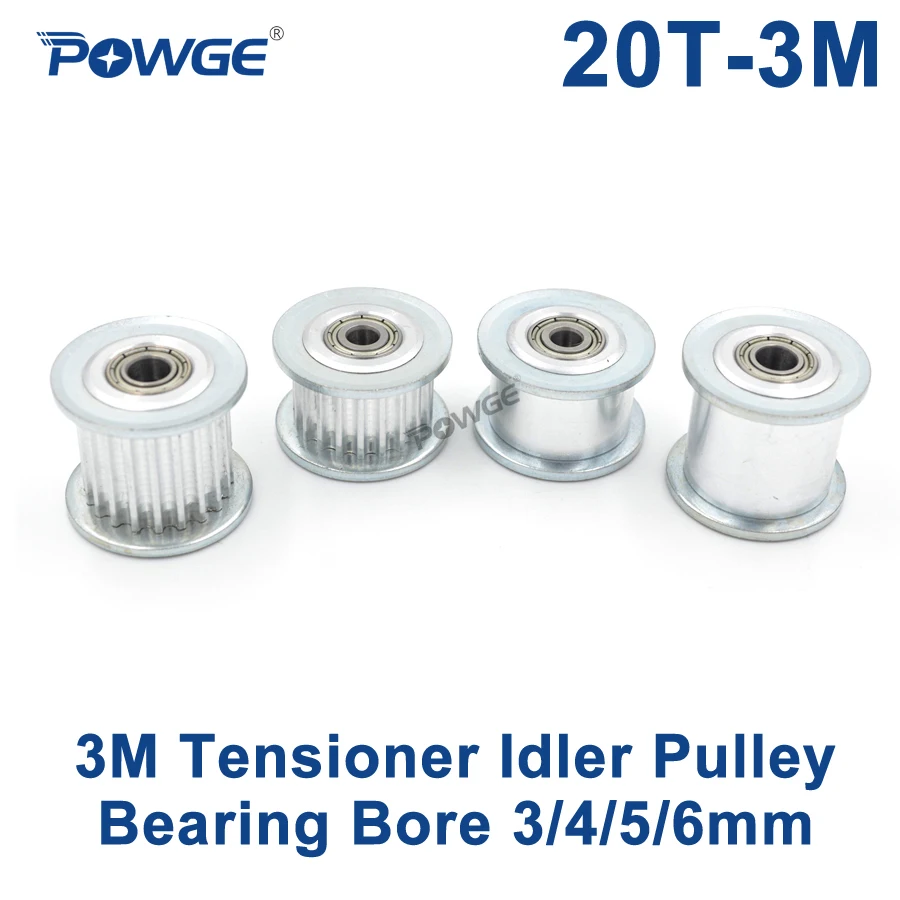 Powge 20 zuby 3M Synchrónna kladka ODENER VODE VODE 3/4/5/6 mm s ložiskovým sprievodcom Regulačná kladka HTD3M 20teeth 20T