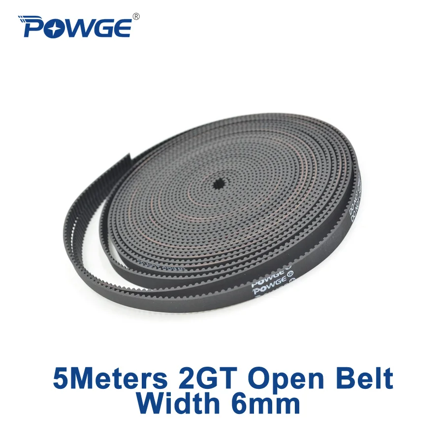 Powge 5Meters 2MGT 2M 2GT Otvorený synchrónny časovací pás GT2 2M-6 2GT-6 Šírka 6 mm gumový malý chrbát Lineárny pohyb 3D tlačiareň