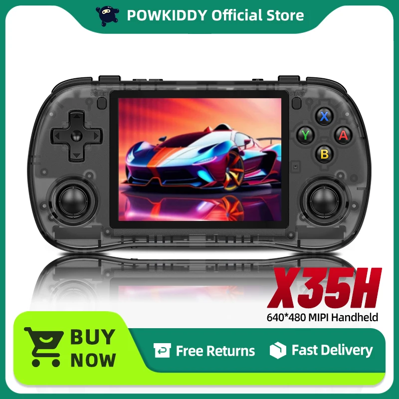 Powkiddy X35H Ručná herná konzola 3,5 palca 640*480 IPS Screen Hall Sensor Joystick RK3566 Powkiddyos Linux Darčeky pre deti