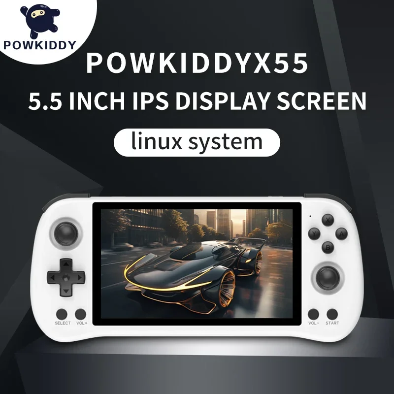 Powkiddy X55 5,5 palca 1280*720 IPS SCREE RK3566 RUCKELD HERNA CONSOLE Open-Source Linux Retro Video Console Darčeky pre deti