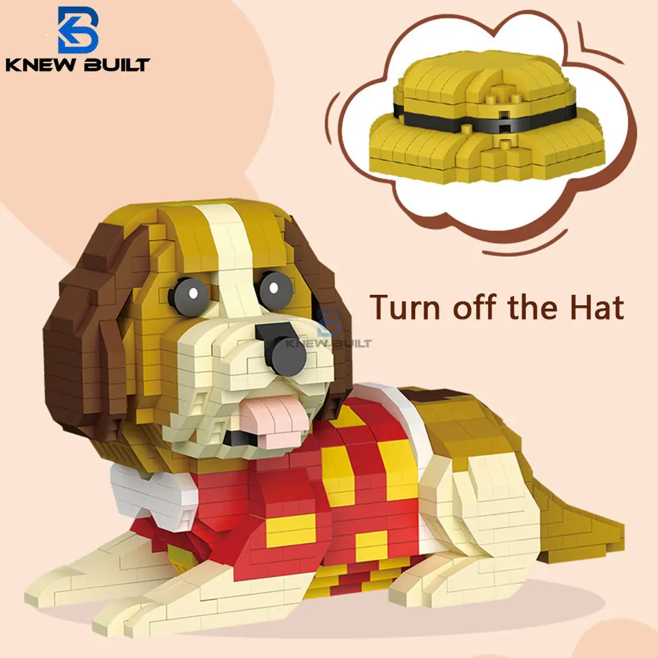 Poznal postavený psí model Micro Mini Building Blocks Deti zostavujú hračky alebo začiatočník roztomilý baset hound shiba Inu Hughes Pet Brick