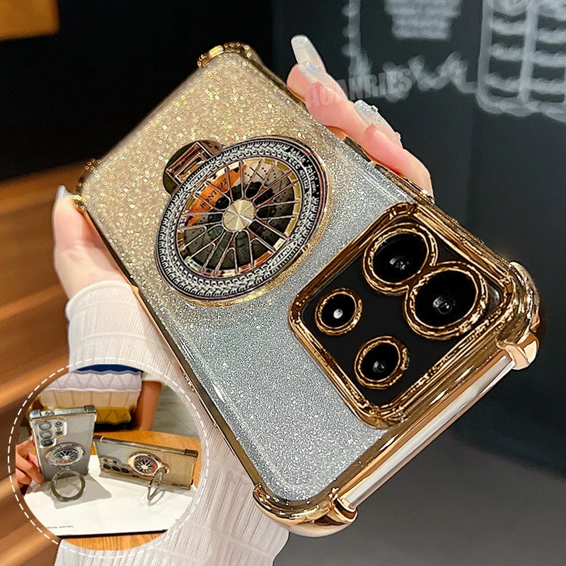 Poznámka13Pro Plating Rotate držiak držiaka Silikón zapnutý pre Xiaomi Redmi Note 13 Pro 4G 5G 13Pro 12 11 10 14C Stánok Poco X6 F6 M6