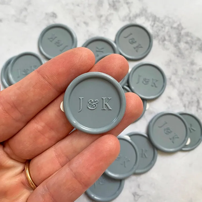 Počiatočné vlastné voskové tesnenia Prispôsobené voskové tesnenie nálepka Monogram voskové tesnenie štítok Svadobná pečiatka Self-pasívne tesniace voskové nálepky