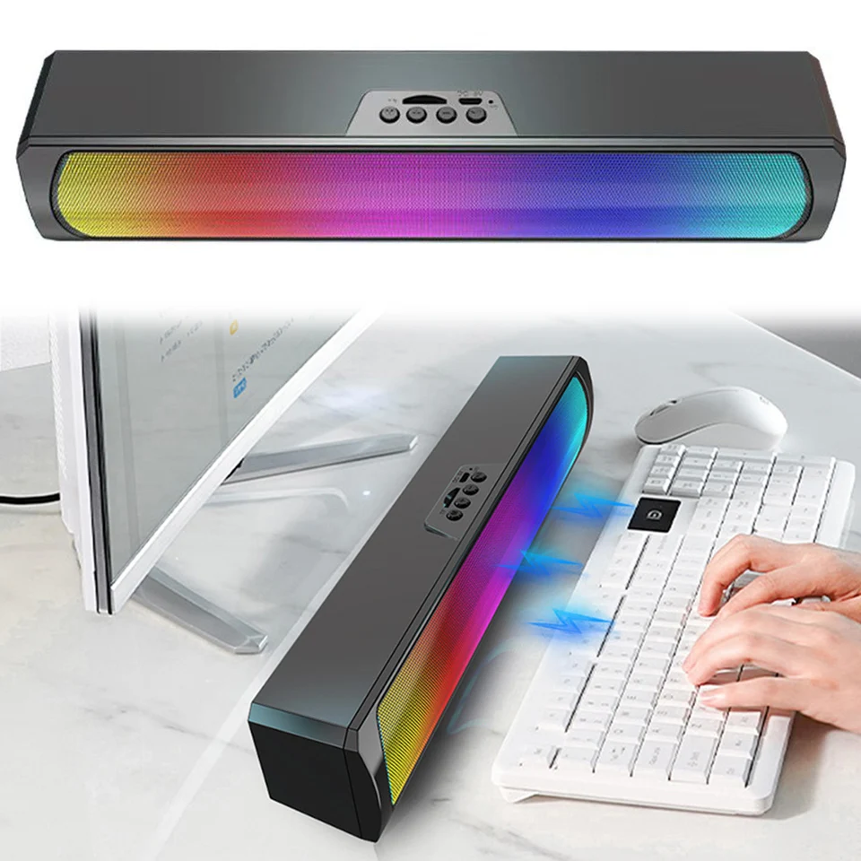 Počítačový reproduktor RGB Bluetooth-kompatibilný 5.0 reproduktor stereofónny zvukový subwoofer prenosný počítačový zvukový panel reproduktory herný reproduktor