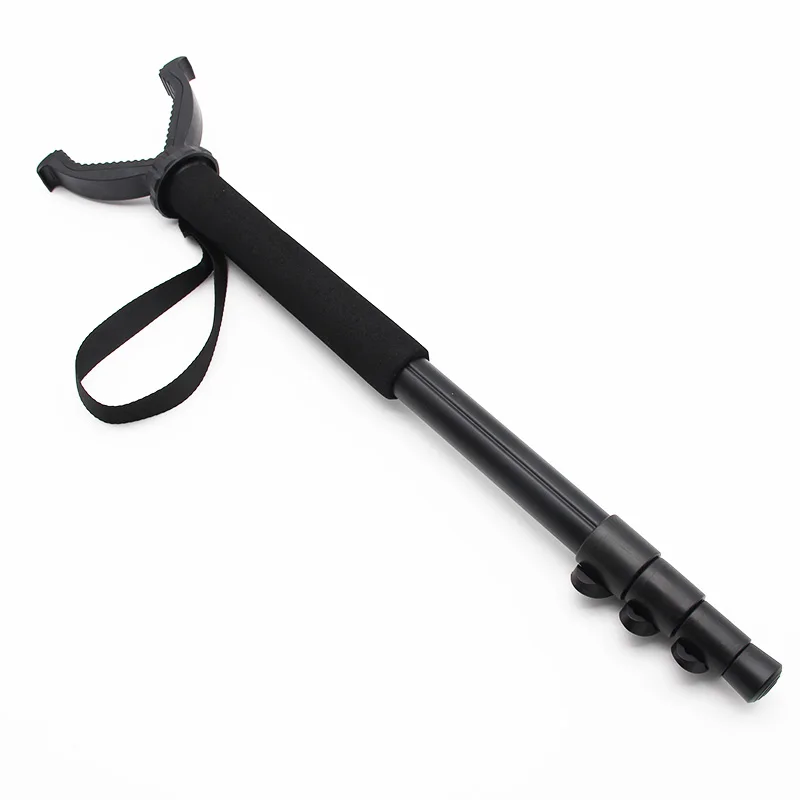 Poľovnícke strelecké príslušenstvo v tvarované jarici hliníková zliatina Monopod Teleskopická streľba poľovnícka tyčinka s ramenným popruhom bk