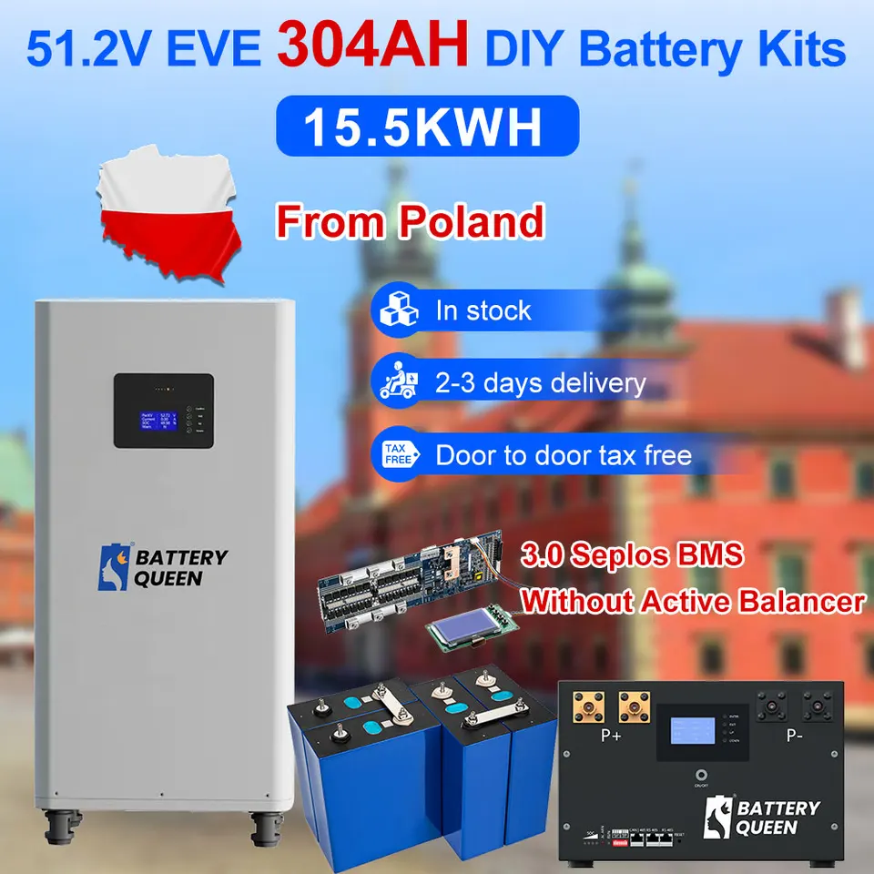 Poľsko 15,5 kWh Eve304 Grada+ 3,0 Seplos Battery Súpravy batérie LifePo4 bez aktívneho vyváženia domáce solárne solárne solárne prostriedky