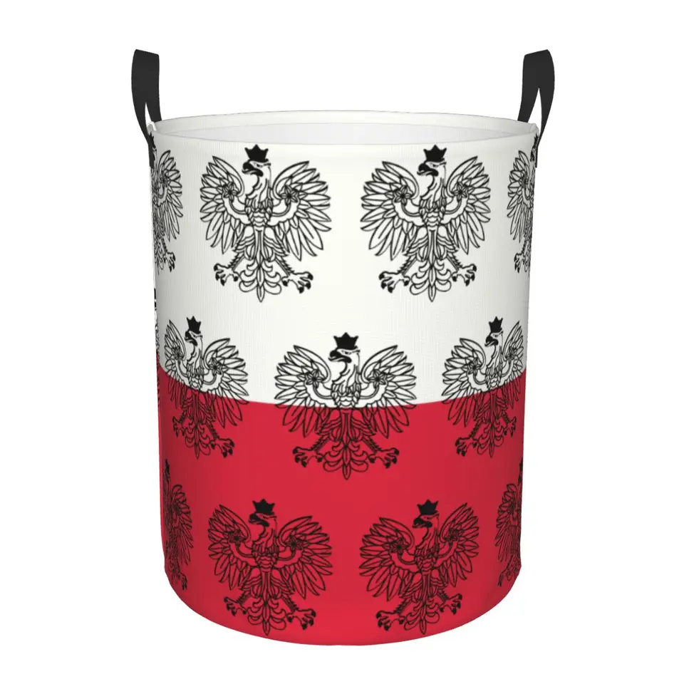 Poľsko Coat of Arms Piery Basket Skladacie Polska Polska Poľska Eagle Clothes Hray Hrace Hrace Storage Bin pre detskú škôlku