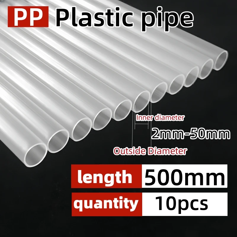 PP polypropylén priehľadný plastový rúrka Podporná trubica Trubl trubica okrúhla trubica dutá trubica sacia trubica číre plastová rúrka 100ks