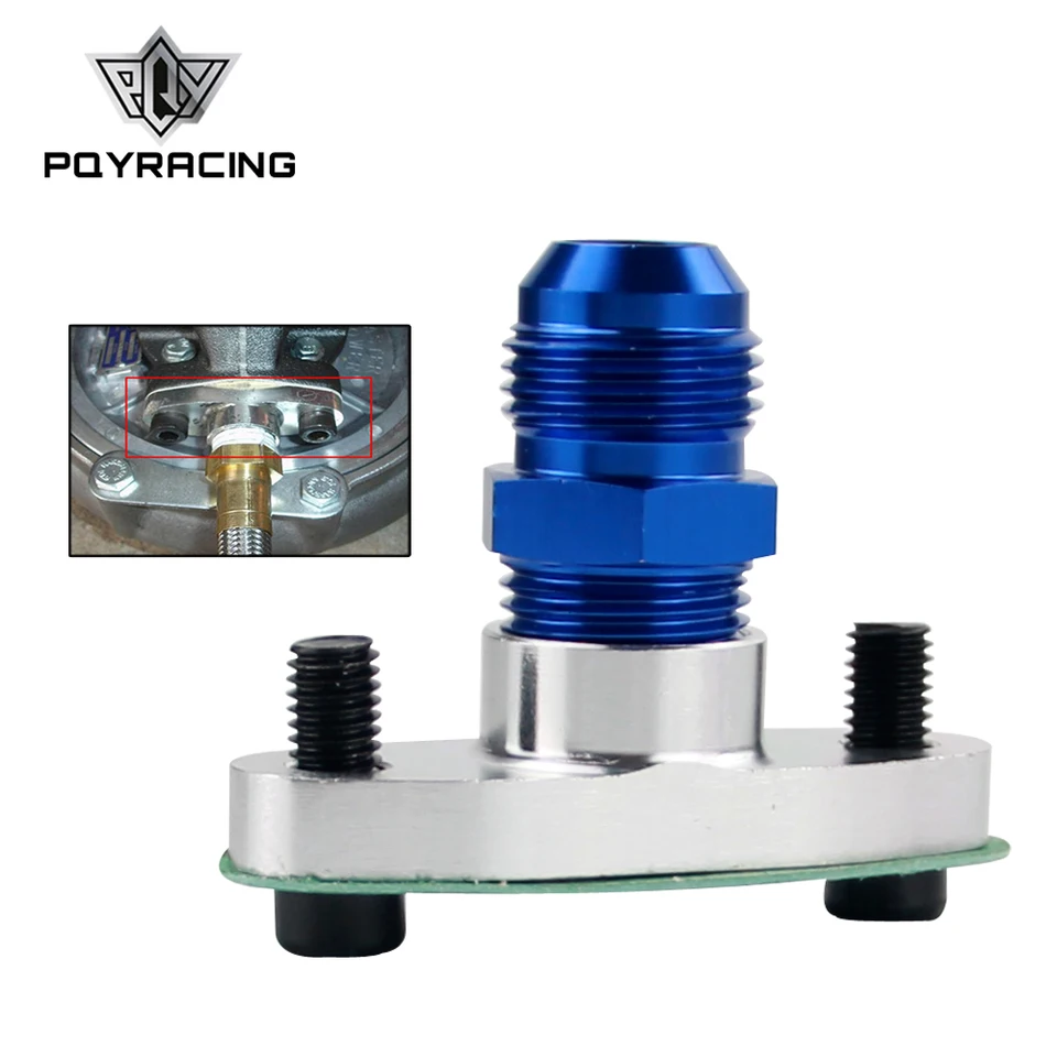 PQY - 1/2 NPT Samici hliníkového oleja Turbo príruba T3 T4 T04 GT40 GT55 Striebro + NPT 1/2 až10an erpingové blue striedanie