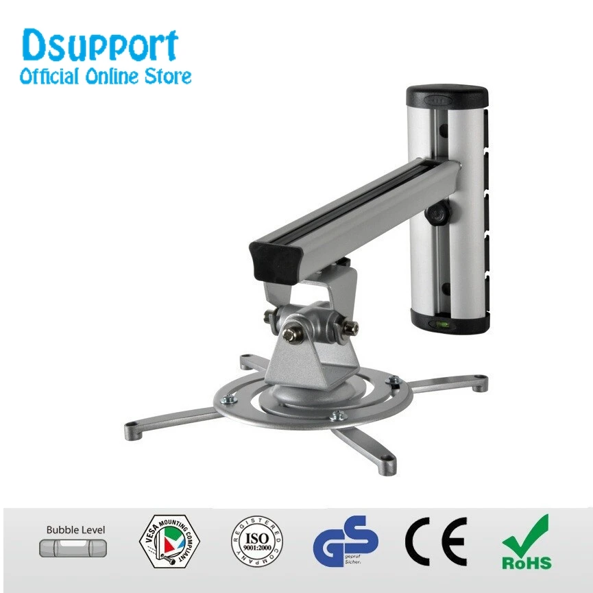 PR03 Hliníková zliatina 360 stupňov projektor Wall Mount Full Motion zatiahnuteľný Univerzálny projektor Hanger Držiak