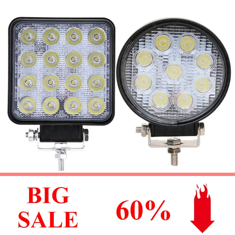 Pracovné svetlo 4inch 48w 27w LED hmlové hmlové svetlo na strešné svetlo pre vozidlo Off Road Car Tractor Tractor Trailer 4x4 SUV ATV DC12V