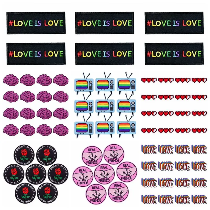 Prajna 10ks Love Is Love Applique LGBT Vyšívané záplaty na odevy dúhový list záplat železo na záplatách pre nálepku na oblečenie
