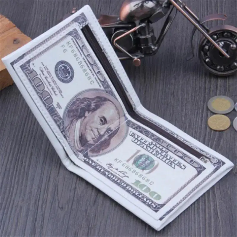 Praktická peňaženka USD Dollar pre chlapcov mužov, klip pre kožené peniaze, darček pre novinky, študentská kabelka pre dospievajúcich, mužské ženské mince vrecko