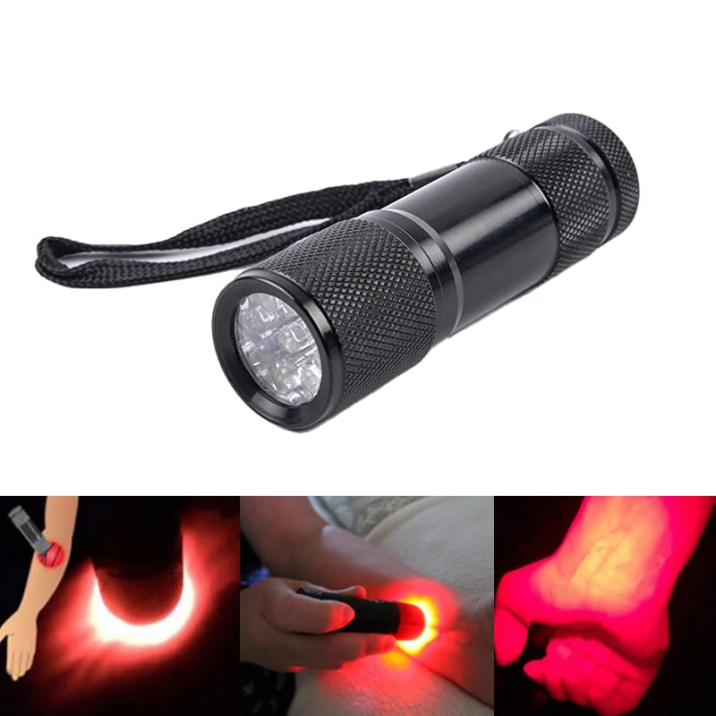 Praktická červená LED baterka Infračervená žila zobrazenie 625nm červené svetlo 9 LED vyhľadávač žíl pre sestry pre sestry Klinickí lekári