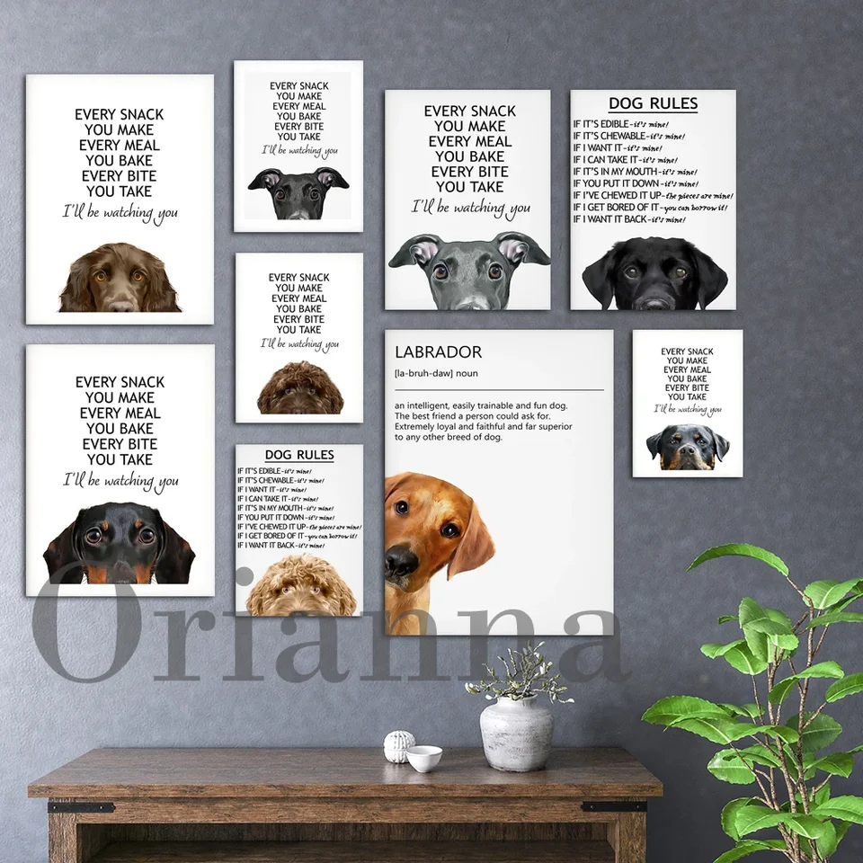 Pravidlá psa Red Fox White labrador cockapoo čierny greyhound koker spaniel španiel vtipný maznáčik nástenné umenie plátno výtlačky plagáty výzdoba maľba