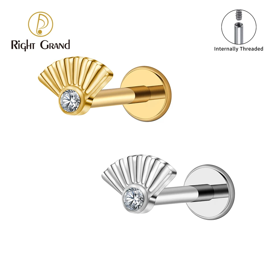 Pravá Grand ASTM F136 Titanium 16g Mini Kahlo Cz Labret Stud Sector Tragus chrupavka Chrup