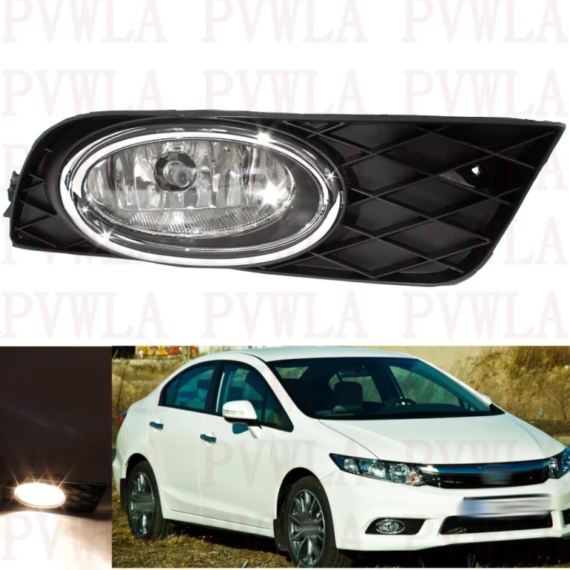Pravá strana predného nárazníka Hmlové svetlá s halogénovou žiarovkou a pokrývkou mriežky 33900-TR0-00 pre Honda Civic 4DOOR 2012-2013