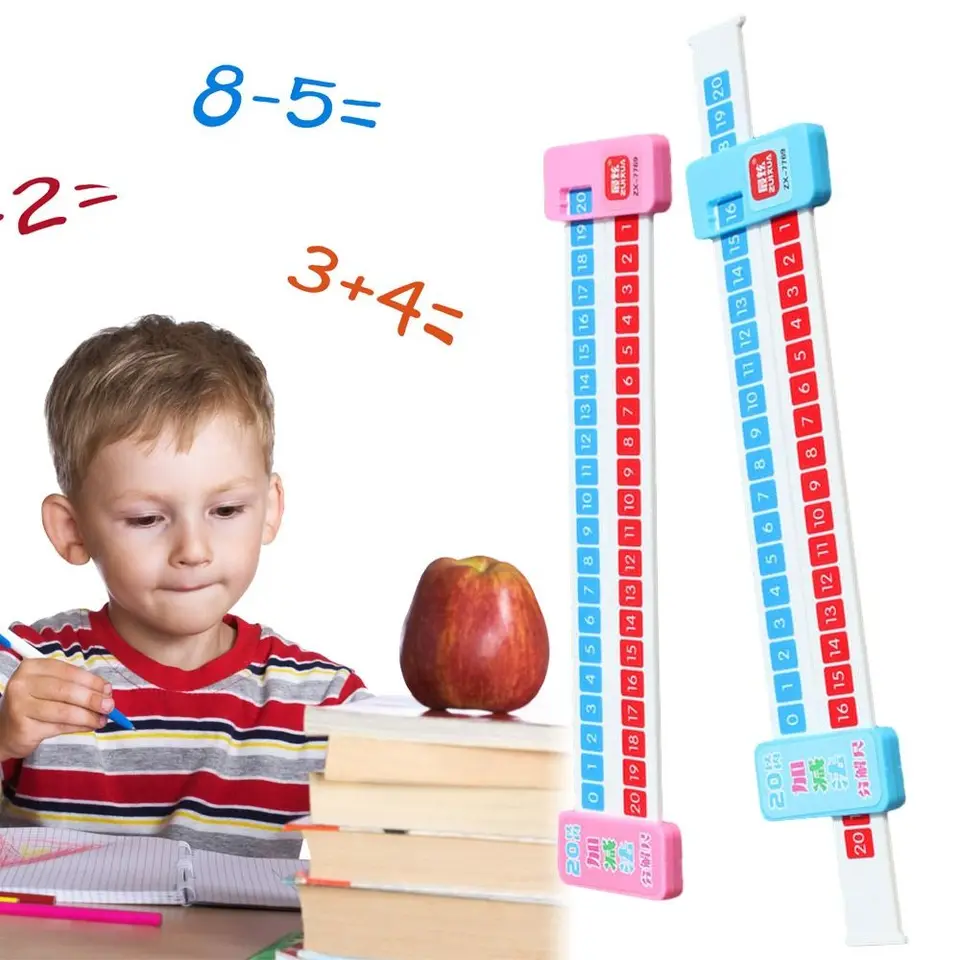 Pravítko matematického rozkladu ružový/modrý prenosný odpočítanie v rámci 20 výučbových demonštrácií sčítanie pravítka náhodná farba